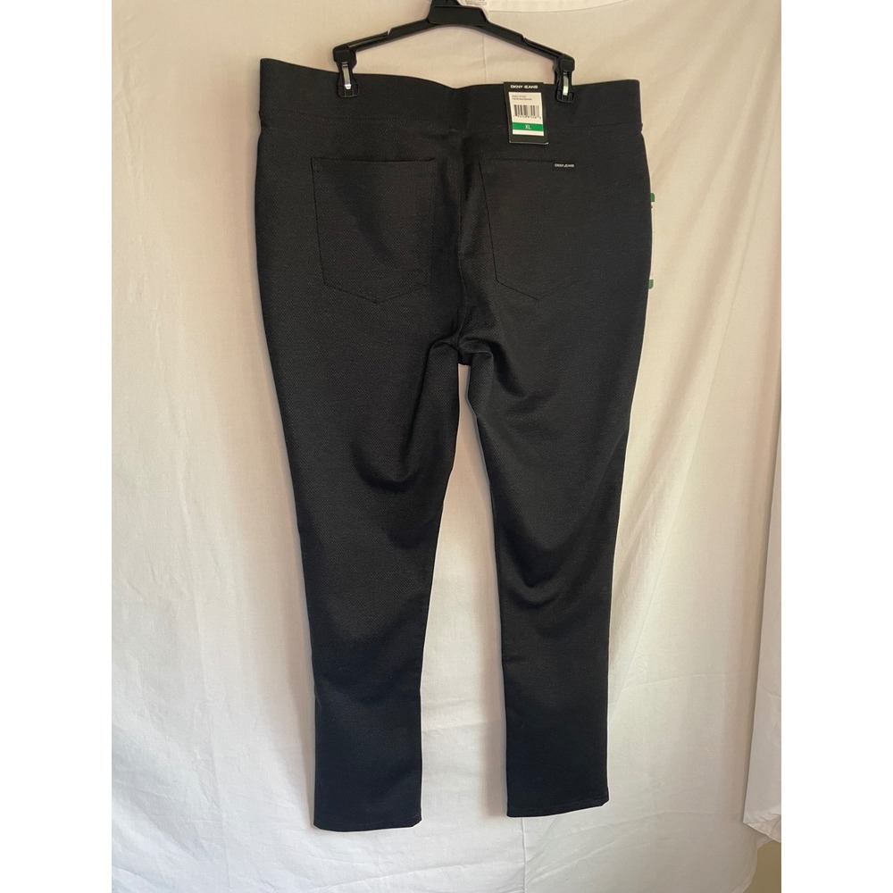 DKNY Jeans Womens XL Black Textured Pull On Slim Leg Pants NWT DWACN1005 - Picture 3 of 10